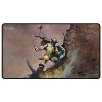 UP - Frank Frazetta - "Warrior with Ball and Chain" Black Stitched Playmat