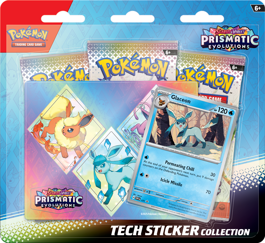 Pokemon Scarlet & Violet Prismatic Evolutions Glaceon Tech Sticker Collection