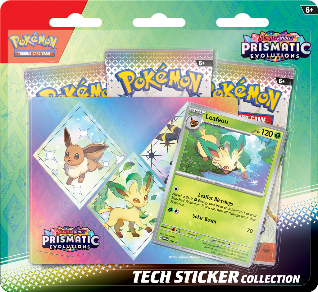Pokemon Scarlet & Violet Prismatic Evolutions Leafeon Tech Sticker Collection